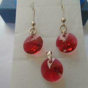 Ασημένιο σετ Swarovski Xilion Disc Scarlet - ασήμι 925, σετ κοσμημάτων - 4