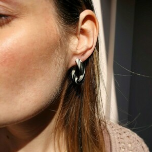 Zebra & Leopard Hoops | Χειροποίητα μικρά κρικάκια πηλού - πηλός, μικρά, ατσάλι, boho, καρφάκι - 4