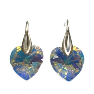 Σκουλαρίκια Swarovski Heart Crystal AB - ασήμι 925, καρδιά, swarovski, νυφικά, γάντζος