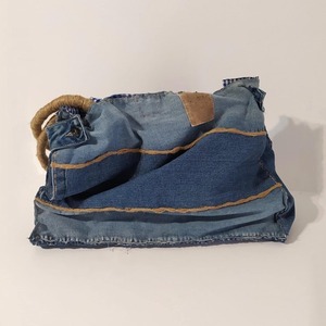 Μεγάλη χειροποίητη upcycled denim τσάντα ώμου. - ύφασμα, ώμου, all day, θαλάσσης, tote - 4