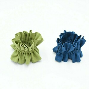 Bracelet Scrunchy πράσινο/μπλε - ύφασμα, λαστιχάκια μαλλιών, αξεσουάρ μαλλιών, 100% βαμβακερό - 2