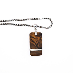 Unisex Κολιέ με Ξύλο Ελιάς & Ατσάλι - ξύλο, ατσάλι, unisex gifts - 3