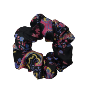 makeba handmade black lahouri colorful scrunchie - ύφασμα, λαστιχάκια μαλλιών