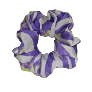 makeba handmade lavender-lime zebra scrunchie - ύφασμα, λαστιχάκια μαλλιών - 2