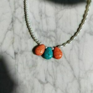 ♦ "IN CAPRI" NECKLACE, LIMITED EDITION, ΚΟΛΙΕ ΑΠΟ ΠΕΡΛΕΣ ΚΑΙ ΗΜΙΠΟΛΥΤΙΜΟΥΣ ΛΙΘΟΥΣ, ΧΑΟΛΙΤΕΣ - ημιπολύτιμες πέτρες, χαολίτης, ατσάλι, boho, πέρλες