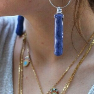 ♦ THE "LANA" EARRINGS, ΣΚΟΥΛΑΡΙΚΙΑ ΜΕ ΜΠΛΕ ΚΕΡΑΜΙΚΗ ΧΑΝΤΡΑ - πηλός, κεραμεικό, minimal, απαραίτητα καλοκαιρινά αξεσουάρ, boho - 4