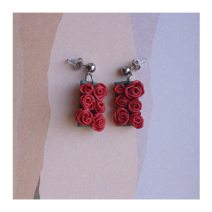 Rose garden earrings - πηλός, λουλούδι, ατσάλι, μεγάλα, φθηνά - 2