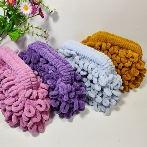 Τσάντα πλεκτή clutch puffy μωβ - νήμα, clutch, χειρός, πλεκτές τσάντες, μικρές - 5