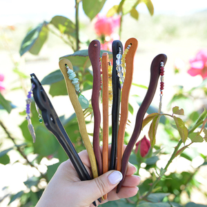 Χειροποίητο Hair Stick με Αυστραλιανά Κρυσταλλάκια & Δάκρυ – Λάμψη & Αρμονία 17 εκ. - ημιπολύτιμες πέτρες, ξύλο - 4