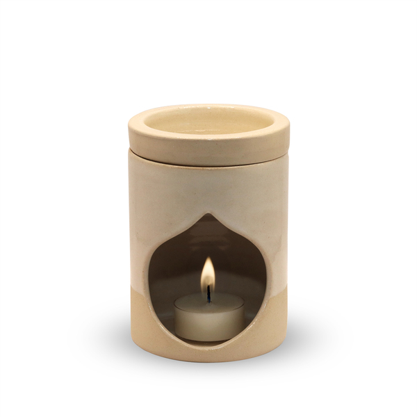 Handmade ceramic wax melter in glossy white - κερί σόγιας, αρωματικά χώρου, soy wax, wax melt liners