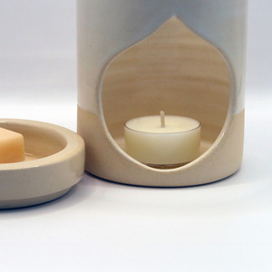 Handmade ceramic wax melter in glossy white - κερί σόγιας, αρωματικά χώρου, soy wax, wax melt liners - 3