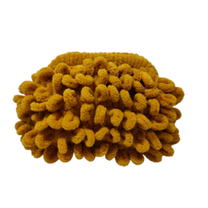 Τσάντα πλεκτή clutch puffy κίτρινο μουσταρδί - νήμα, clutch, χειρός, πλεκτές τσάντες, μικρές