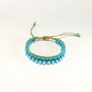 #_γαλάζιο βραχιόλι με κρύσταλλα, seed beads, σταγόνες και αυξομειούμενο κούμπωμα - γυαλί, boho, seed beads, φθηνά - 3