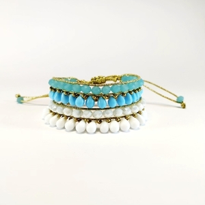 #_γαλάζιο βραχιόλι με κρύσταλλα, seed beads, σταγόνες και αυξομειούμενο κούμπωμα - γυαλί, boho, seed beads, φθηνά - 5