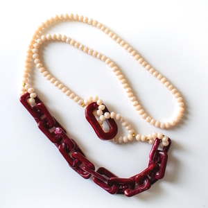 καλοκαιρινο κολιε - χάντρες, μακριά, plexi glass, seed beads