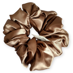 Scrunchies Σατέν Χρυσοκαφέ - ύφασμα, λαστιχάκια μαλλιών
