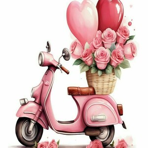 Αφίσα - Poster Valentine Scooter with a rose 18, 21x30εκ,, 5 σχέδια - αφίσες - 4