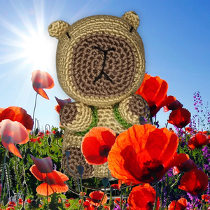 Bob το CAPYBARA 12cm Ταξιδιώτης - βελονάκι, amigurumi, μινιατούρες φιγούρες, μαλλί felt