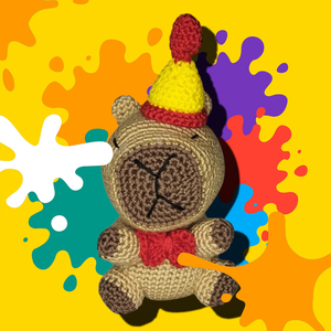 Bob το CAPYBARA 12cm Κλόουν - amigurumi, μινιατούρες φιγούρες, μαλλί felt - 3