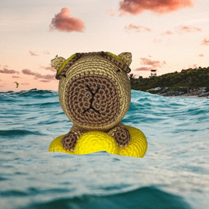Bob το CAPYBARA 12cm Κολυμβητής - βελονάκι, μινιατούρες φιγούρες, μαλλί felt - 3