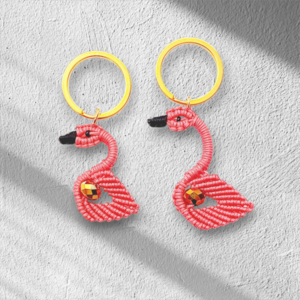 Μπρελόκ macrame flamingo - ύφασμα, αυτοκινήτου, σπιτιού, ξενοδοχείου - 2