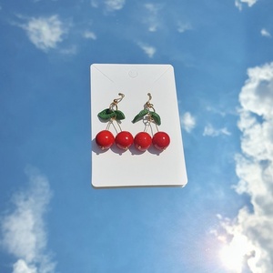 Cherries | Χειροποίητα σκουλαρίκια πηλού - επιχρυσωμένα, πηλός, ατσάλι, boho, γάντζος - 4
