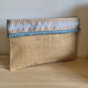 Jute zipper pounch - ύφασμα, clutch, all day, χειρός, μικρές - 2