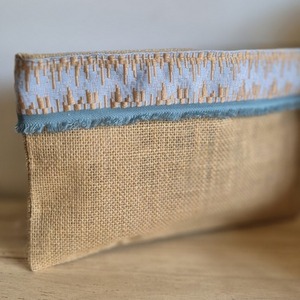 Jute zipper pounch - ύφασμα, clutch, all day, χειρός, μικρές - 5