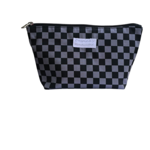 Toiletry bag black and grey / Τρίγωνο νεσεσσέρ μαύρο γκρι - ύφασμα, βαμβάκι, αδιάβροχο, καλλυντικών