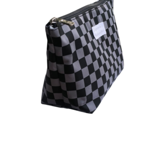 Toiletry bag black and grey / Τρίγωνο νεσεσσέρ μαύρο γκρι - ύφασμα, βαμβάκι, αδιάβροχο, καλλυντικών - 2