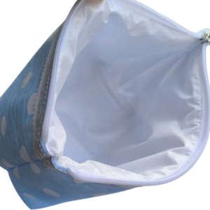Toiletry bag light blue/ Τρίγωνο νεσεσσέρ γαλάζιο πουά - ύφασμα, βαμβάκι, αδιάβροχο, καλλυντικών - 3