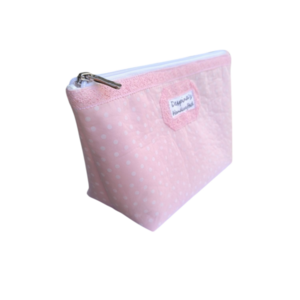 Toiletry bag light pink/ Τρίγωνο νεσεσσέρ ροζ - ύφασμα, βαμβάκι, αδιάβροχο, καλλυντικών - 2