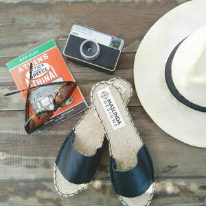 Essential Leather Espadrilles Slides Μαύρο - 3