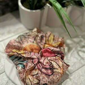 Scrunchie pattern boho ροζ - ύφασμα, λαστιχάκια μαλλιών