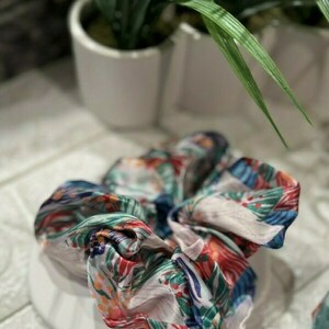 Scrunchie pattern boho πολύχρωμο - ύφασμα, λαστιχάκια μαλλιών - 2