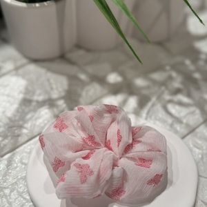 Scrunchie pattern vintage floral με πεταλούδες - ύφασμα, λαστιχάκια μαλλιών