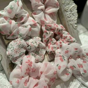 Scrunchie pattern vintage floral - ύφασμα, λαστιχάκια μαλλιών - 2
