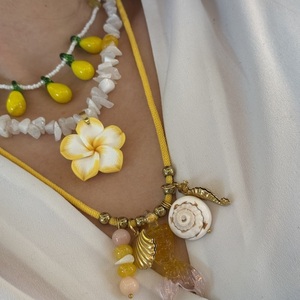Mermaid tail necklace - ημιπολύτιμες πέτρες, ψάρι, κοχύλι, μακριά, ατσάλι - 2