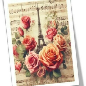 Αφίσα - Poster, Paris vintage roses 3, - αφίσες