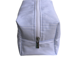 Boxy toiletry bag stripes/ Νεσεσσέρ γαλάζιες ρίγες - ύφασμα, βαμβάκι, αδιάβροχο, καλλυντικών - 3