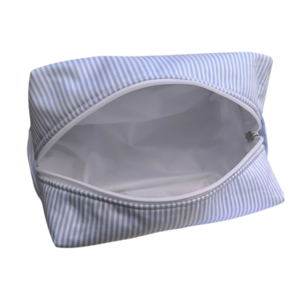 Boxy toiletry bag stripes/ Νεσεσσέρ γαλάζιες ρίγες - ύφασμα, βαμβάκι, αδιάβροχο, καλλυντικών - 4