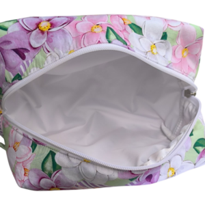 Boxy toiletry bag flowers / Νεσεσσέρ λουλούδια - ύφασμα, βαμβάκι, αδιάβροχο, καλλυντικών - 3