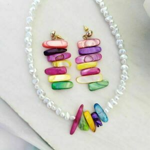 ♦ THE "PEACHY SUMMER" EARRINGS, DANGLE EARRINGS, ΜΕ ΧΡΩΜΑΤΙΣΤΑ, ΚΟΧΥΛΕΝΙΑ CHIPS! - κοχύλι, χάντρες, απαραίτητα καλοκαιρινά αξεσουάρ, ατσάλι, boho - 2