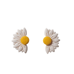 Half Bloom Daisies | Χειροποίητα σκουλαρίκια πηλού - Μαργαρίτες - πηλός, λουλούδι, ατσάλι, boho, μεγάλα