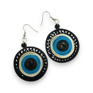Κρεμαστά σκουλαρίκια από χαρτί | quilling | limited edition 01/23 - χαρτί, πρωτότυπο, ατσάλι, ματάκια, δώρα για γυναίκες - 2