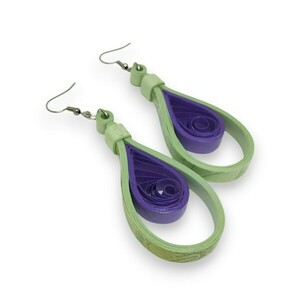 Κρεμαστά σκουλαρίκια από χαρτί | quilling | limited edition 02/23 - χαρτί, πρωτότυπο, ατσάλι, μεγάλα