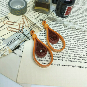Κρεμαστά σκουλαρίκια από χαρτί | quilling | limited edition 04/23 - χαρτί, πρωτότυπο, ατσάλι, δώρα για γυναίκες - 3