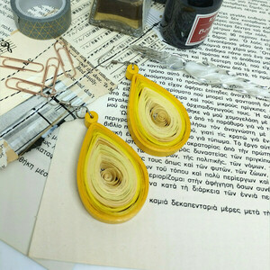 Κρεμαστά σκουλαρίκια από χαρτί | quilling | limited edition 05/23 - χαρτί, πρωτότυπο, ατσάλι, μεγάλα - 3