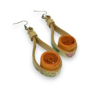Κρεμαστά σκουλαρίκια από χαρτί | quilling | limited edition 08/23 - χαρτί, πρωτότυπο, ατσάλι, δώρα για γυναίκες
