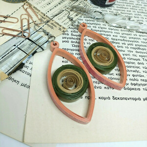 Κρεμαστά σκουλαρίκια από χαρτί | quilling | limited edition 12/23 - χαρτί, πρωτότυπο, ατσάλι, δώρα για γυναίκες - 3